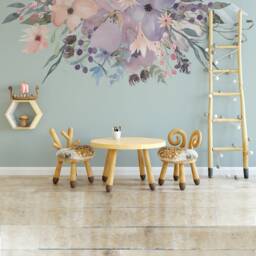 Wild Spring Garden 02 Border Frame Pink Lavender Flowers Wall Mural Watercolor Peonies Blossoms Decals Removable - thumbnail 2