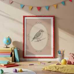 Vintage Bird Nursery Print Girl Wall Art Soft Pink Illustration Baby Room Decor Pastel Animal Printable Kids Style - 60 - thumbnail 3