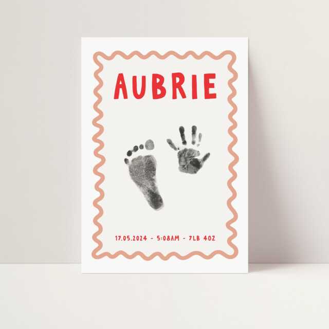Personalised Nursery Decor Handprint Kit New Baby Gift Birth Details Footprint Personalised Keepsake Colourful - image 1
