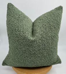 Green Boucle Pillow Cover, Luxury Wool Cushion, Boho Throw - thumbnail 1