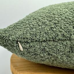 Green Boucle Pillow Cover, Luxury Wool Cushion, Boho Throw - thumbnail 2