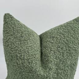 Green Boucle Pillow Cover, Luxury Wool Cushion, Boho Throw - thumbnail 4