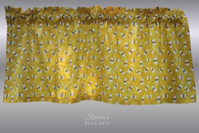 Honey Bee Valance Golden Yellow Bumblebee Curtain Kitchen Cottage Decor Girls Bedroom Nursery Sunroom Window Treatment Custom - image 1
