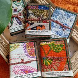 Set Of 3 Recycled Paper Cotton Silk Handmade Notebook Journal A5 - Eco-Friendly Christmas Gift Idea- Dream Manifestation Recorder - thumbnail 3