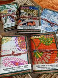 Set Of 3 Recycled Paper Cotton Silk Handmade Notebook Journal A5 - Eco-Friendly Christmas Gift Idea- Dream Manifestation Recorder