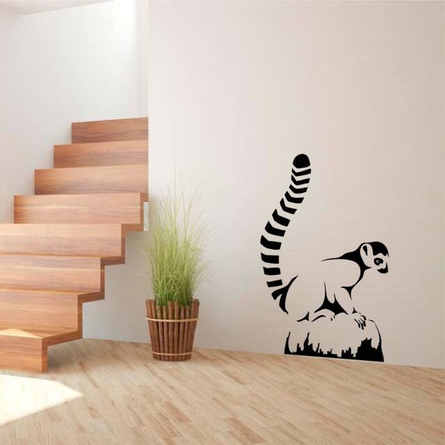 Ring Tail Lemur Vinyl Wall Art, Decal, Sticker, Transfer, Mural, Removable, Decor, Rent Friendly, Interior, Exterior, Full - 0558 - image 1
