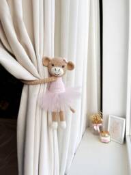 Ballerina Monkey Curtain Tieback Pink Ballerina Tie Back Nursery Monkey Nursery Decor