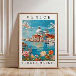 Venice Flower Market Print Italian Floral Wall Art - thumbnail 3