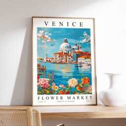 Venice Flower Market Print Italian Floral Wall Art - thumbnail 1