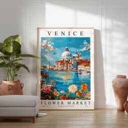 Venice Flower Market Print Italian Floral Wall Art - thumbnail 2