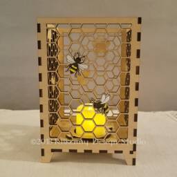 Honey Bee Candle Holder Wood Lantern Centerpiece For Table, Spring Decor Home, Bumble Gifts Women, Tea Light Holder, Honeycomb - thumbnail 3