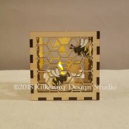 Honey Bee Candle Holder Wood Lantern Centerpiece For Table, Spring Decor Home, Bumble Gifts Women, Tea Light Holder, Honeycomb - thumbnail 4