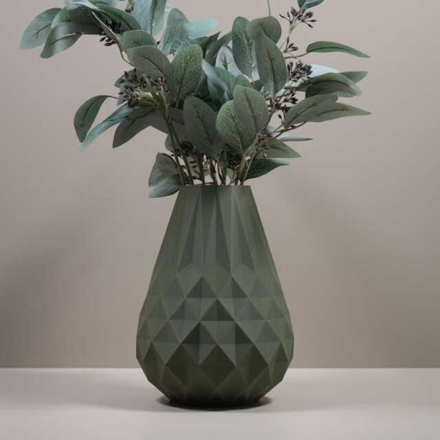 Olive Green Vase Diamond Pattern Home Decor, Living Room Ornament - image 1