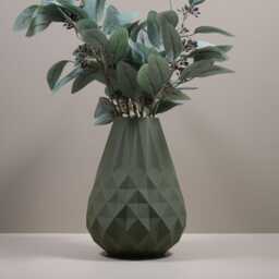 Olive Green Vase Diamond Pattern Home Decor, Living Room Ornament - thumbnail 1