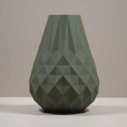 Olive Green Vase Diamond Pattern Home Decor, Living Room Ornament - thumbnail 2