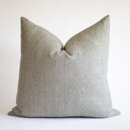 Gray Striped Linen Pillow Cover, Wabi Sabi Accent Pillow, Simple Throw Pillows, Neutral Modern Covers, Grey Minimalist Pillows - thumbnail 2