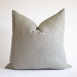 Gray Striped Linen Pillow Cover, Wabi Sabi Accent Pillow, Simple Throw Pillows, Neutral Modern Covers, Grey Minimalist Pillows - thumbnail 1