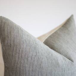 Gray Striped Linen Pillow Cover, Wabi Sabi Accent Pillow, Simple Throw Pillows, Neutral Modern Covers, Grey Minimalist Pillows - thumbnail 3