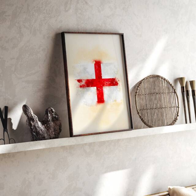 England Watercolor Flag Wall Art Print - Travel Poster