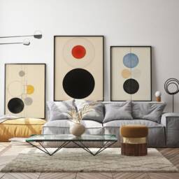 Modern Neutral Abstract Wall Art, Set Of 3 Prints, Printable Geometrical Posters, Minimalist Dots Gallery Wall, Japandi Decor, Art Gift - thumbnail 2