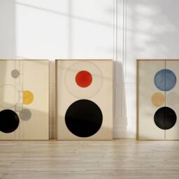 Modern Neutral Abstract Wall Art, Set Of 3 Prints, Printable Geometrical Posters, Minimalist Dots Gallery Wall, Japandi Decor, Art Gift - thumbnail 3