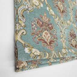 Sage Floral Damask Velvet Classic Flat Roman Shade - Cl1195 - thumbnail 2