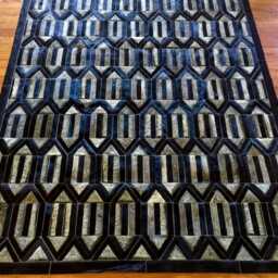 Cowhide Rug Patchwork Black & Grey - Handmade Leather - thumbnail 3