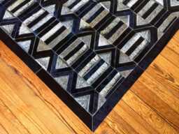 Cowhide Rug Patchwork Black & Grey - Handmade Leather - thumbnail 1