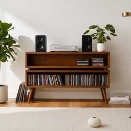 Wooden Cd Storage Unit - Large Hi-Fi Media Cabinet - thumbnail 2