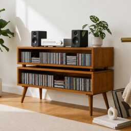 Wooden Cd Storage Unit - Large Hi-Fi Media Cabinet - thumbnail 3