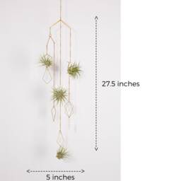 Amethyst Hanging Air Plant Holder Mobile, Brass Suncatcher, Geometric Hanger, Display, Gift Idea - thumbnail 3