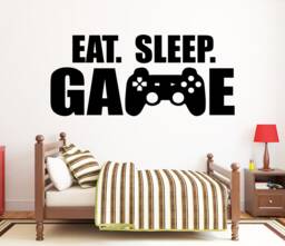 Gamer Wall Decal Eat Sleep Game Vinyl Sticker Vg043 - thumbnail 1