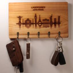Key Board Landmarks Key Holder Solid Cherry Wood Antique Organizer - thumbnail 4