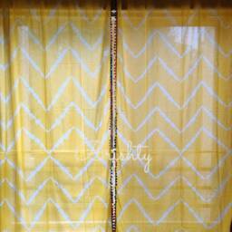 Clearance -Yellow Zig Zag Tie Dyed Curtains, Breezy Semi Sheer Soft Cotton Curtain Panels in Bright Yellow, Colorful Lively Curtains - thumbnail 4
