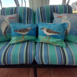 Hand Painted Sandpiper Pillow Cover Beach House Decor - thumbnail 4