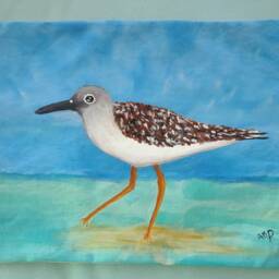Hand Painted Sandpiper Pillow Cover Beach House Decor - thumbnail 3