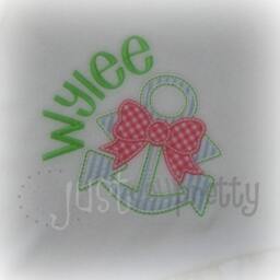 Anchor With Bow Embroidery Applique Design - thumbnail 1
