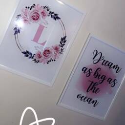 Floral Initial Nursery Prints Ocean Dream Girls Room Decor - Set Of 2 - thumbnail 3