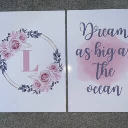 Floral Initial Nursery Prints Ocean Dream Girls Room Decor - Set Of 2 - thumbnail 2