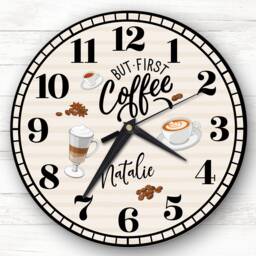 But First Coffee Kitchen Personalised Gift Clock