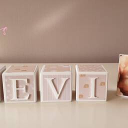 Personalised Wooden Name Blocks Neutral Newborn - Baby Name Blocks Keepsake Gift - thumbnail 3