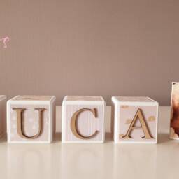 Personalised Wooden Name Blocks Neutral Newborn - Baby Name Blocks Keepsake Gift - thumbnail 2