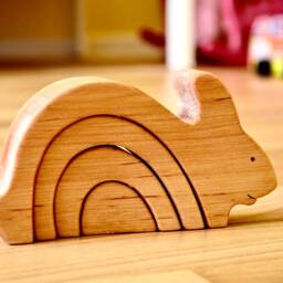 Wooden Rainbow Stacker Rabbit Puzzle Bunny Toy - thumbnail 4
