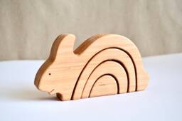 Wooden Rainbow Stacker Rabbit Puzzle Bunny Toy