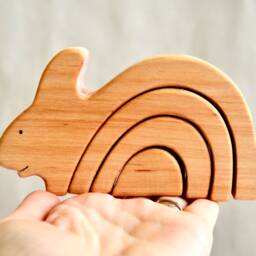 Wooden Rainbow Stacker Rabbit Puzzle Bunny Toy - thumbnail 2