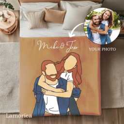 Personalized Photo Throw Blanket, Outline Valentine's Gift, Velvet Anniversary Couple Gifts, Family Gifts - thumbnail 2
