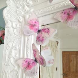 Shabby Chic Pink Cabbage Rose 3D Butterfly Wall Art - Set Of 4 - thumbnail 2