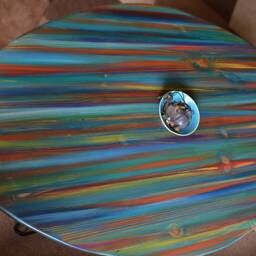 Coastal Cottage Coffee Table Handcrafted in Ocean Sunset Colour Scheme With Metal Hair Pin Or Tapered Wood Legs/Us Customers Tariff Is Paid - thumbnail 4