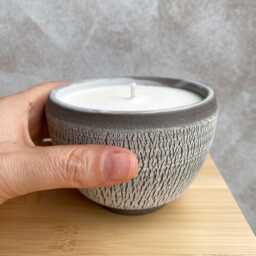 Handmade Soy Wax Candle in Ceramic Bowl Minimalist Pottery Decor - thumbnail 3