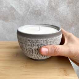 Handmade Unscented Soy Wax Candle in Ceramic Bowl - Minimalist Pottery Home Decor